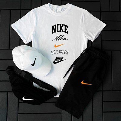Костюм чоловічий літній Nike Шорти + Футболка + Кепка + Бананка в подарунок XL 2609183086 фото