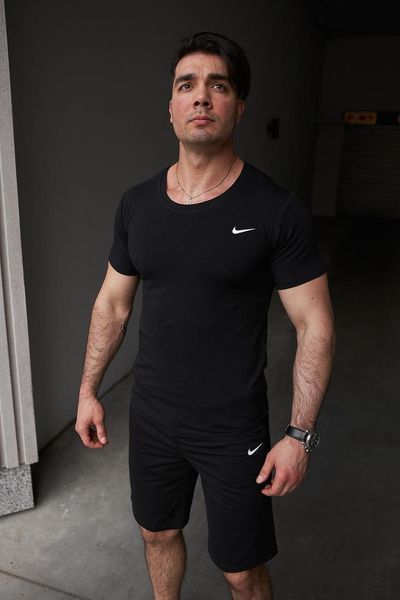 Спортивний комплект чоловічий Nike чорний футболка шорти літній костюм трикотажний найк повсякденний 2655165259 фото