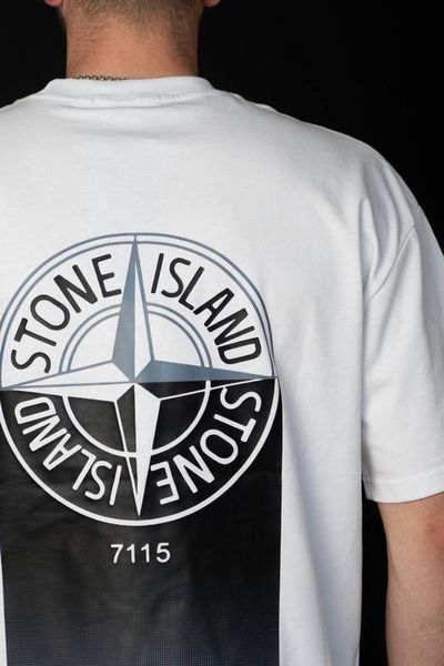 Футболка мужская Stone Island белая спортивная с принтом трикотажная весна лето осень повседневная 2669243838 фото