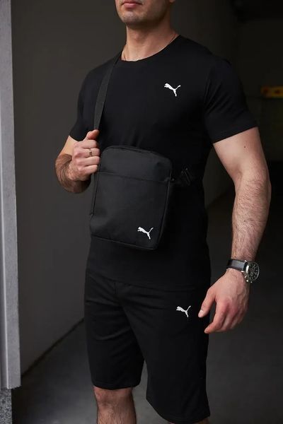 Комплект чоловічий спортивний Puma чорний футболка шорти барсетка костюм літній трикотажний пума повсякденний 3XL 2656521611 фото