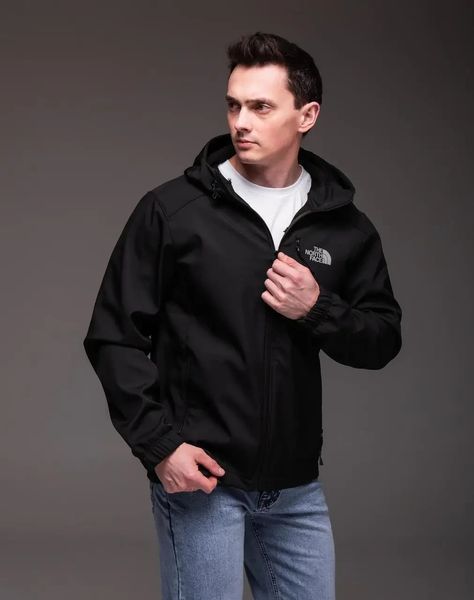 Вітровка чоловіча The North Face Softshell чорна куртка на флісі на блискавці з капюшоном осінь весна нірс фейс M 2662622323 фото
