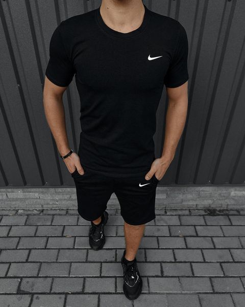 Спортивний комплект чоловічий Nike чорний футболка шорти літній костюм трикотажний найк повсякденний 2655165259 фото