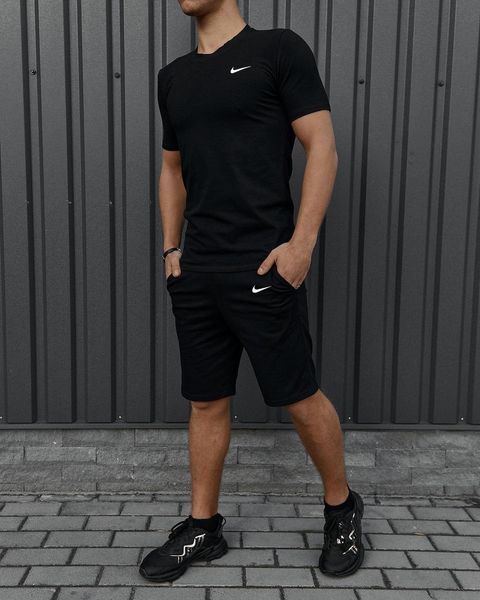 Спортивний комплект чоловічий Nike чорний футболка шорти літній костюм трикотажний найк повсякденний 2655165259 фото