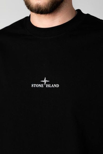 Футболка чоловіча Stone Island чорна спортивна з принтом трикотажна весна літо осінь повсякденна 2669243844 фото