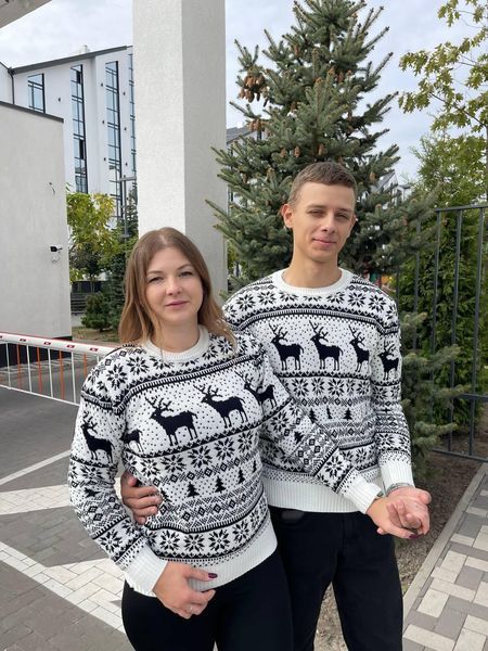 Светр новорічний з оленями чоловічий в'язаний вовняний XXL 2384778077 фото