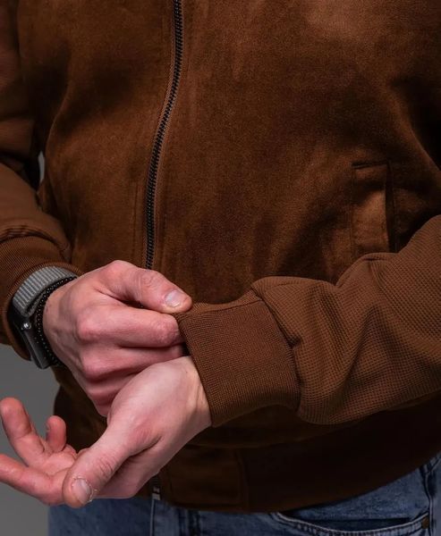 Куртка бомбер замшева чоловіча базова рижа на блискавці легка однотонна осінь весна повсякденна XXL 2669250753 фото